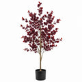 Arbre artificiel 180 cm feuillage bordeaux en textile pour décoration intérieure