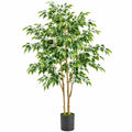 Plante artificielle ficus 180 cm vert en plastique avec pot noir décoratif