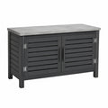 Table de jardinage 115 x 50 x 90 cm en bois noir avec plateau effet béton et rangement