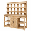 Table de rempotage 120 x 55 x 180 cm en bois naturel avec étagères et rangement