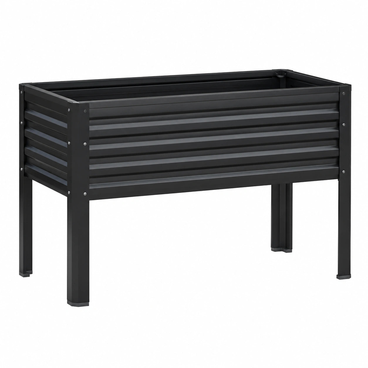 Jardinière surélevée 100 x 40 x 80 cm en acier noir pour extérieur