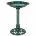 Bain d oiseaux sur pied diamètre 50 cm métal vert patiné décoratif pour jardin