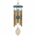 Carillon à vent 90 cm en métal et bois bleu turquoise doré décoratif