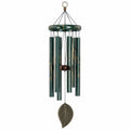 Carillon à vent 85 cm en métal vert foncé décor feuille pour jardin