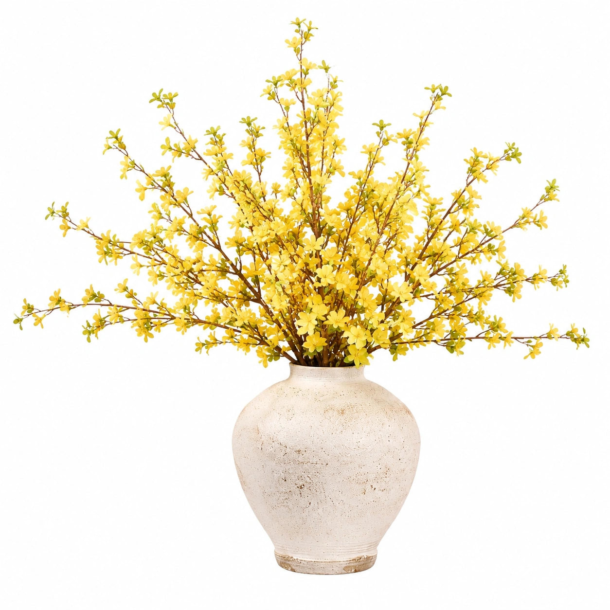 Composition florale artificielle en pot 85 cm jaune et beige - décoration intérieure style champêtre