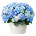 Hortensia artificiel en pot 45 cm bleu blanc en polyester décoration intérieure