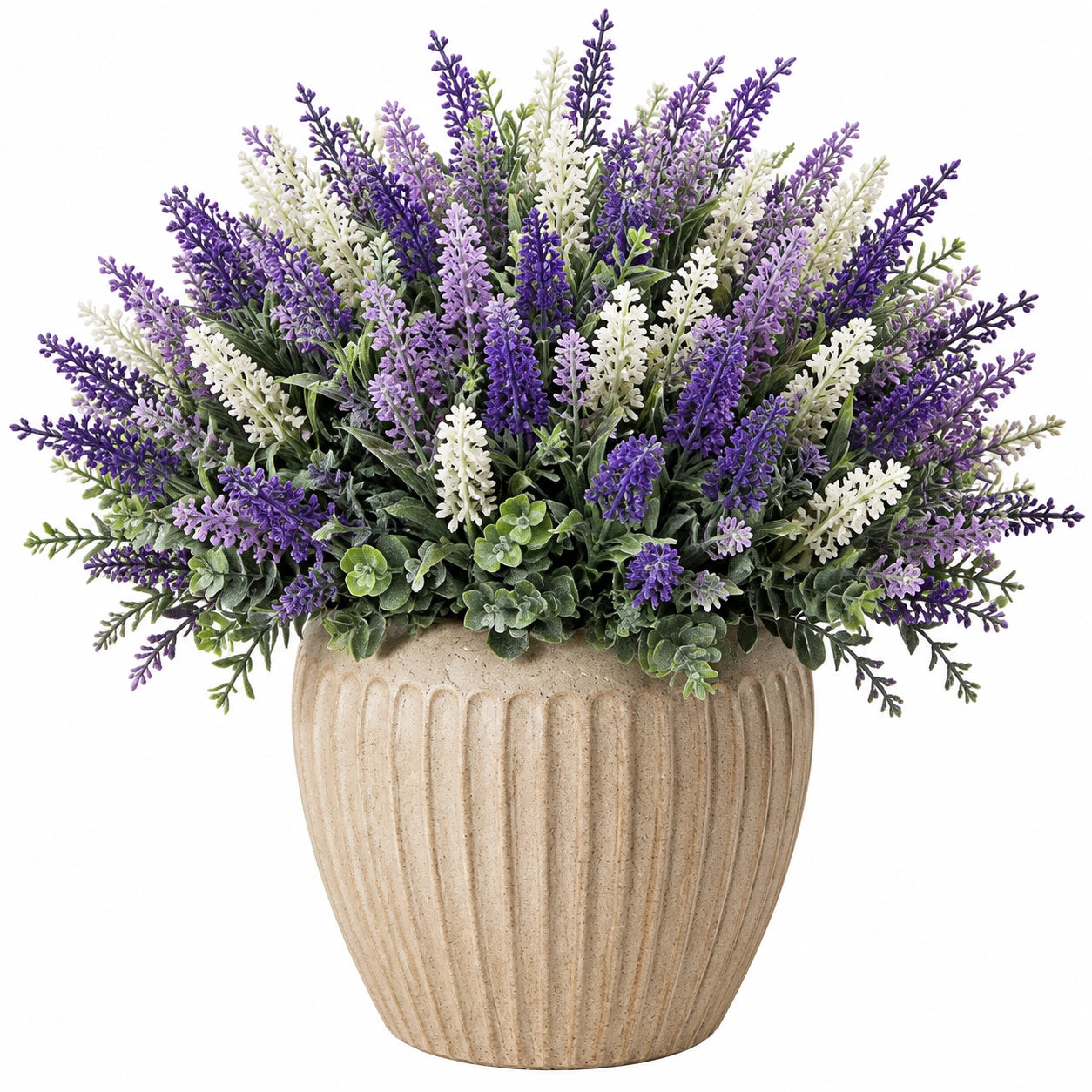Plante artificielle en pot 55 cm lavande violet blanc en plastique et céramique décoration intérieure