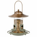 Mangeoire à oiseaux Ø 25 cm métal et plastique transparent bronze vert à suspendre