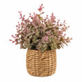 Plante artificielle en pot 45 cm feuillage textile rose vert panier tressé décoration intérieure