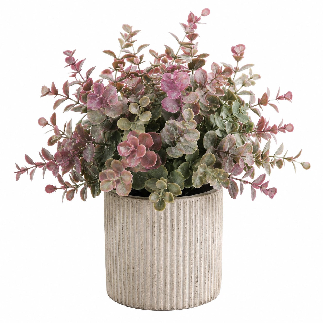 Plante artificielle en pot 45 cm feuillage vert et rose style décoratif